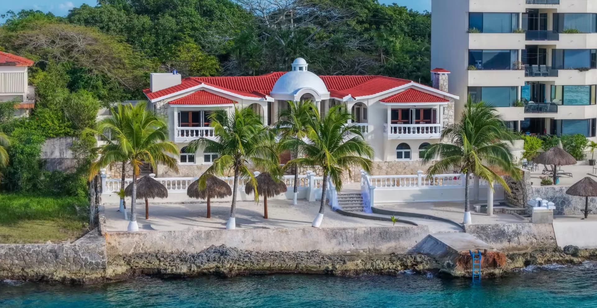 The Oceanfront Residence seen from the Caribbean Sea